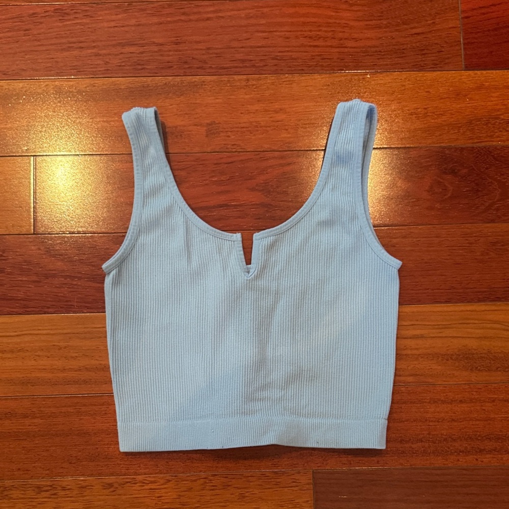 Sky Blue Ribbed Tank Top